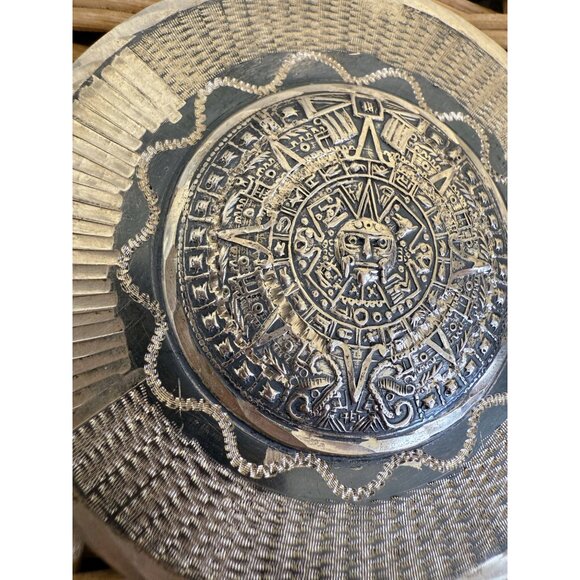 Vintage 60 925 silver Mexican Mayan Aztec Pendant Bernice Godspeed 70 grams - Picture 5 of 13